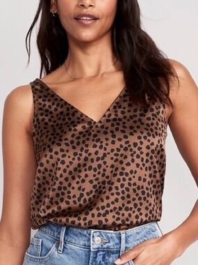 Old Navy  Brown and Black Leopard Print Satin Tank Top